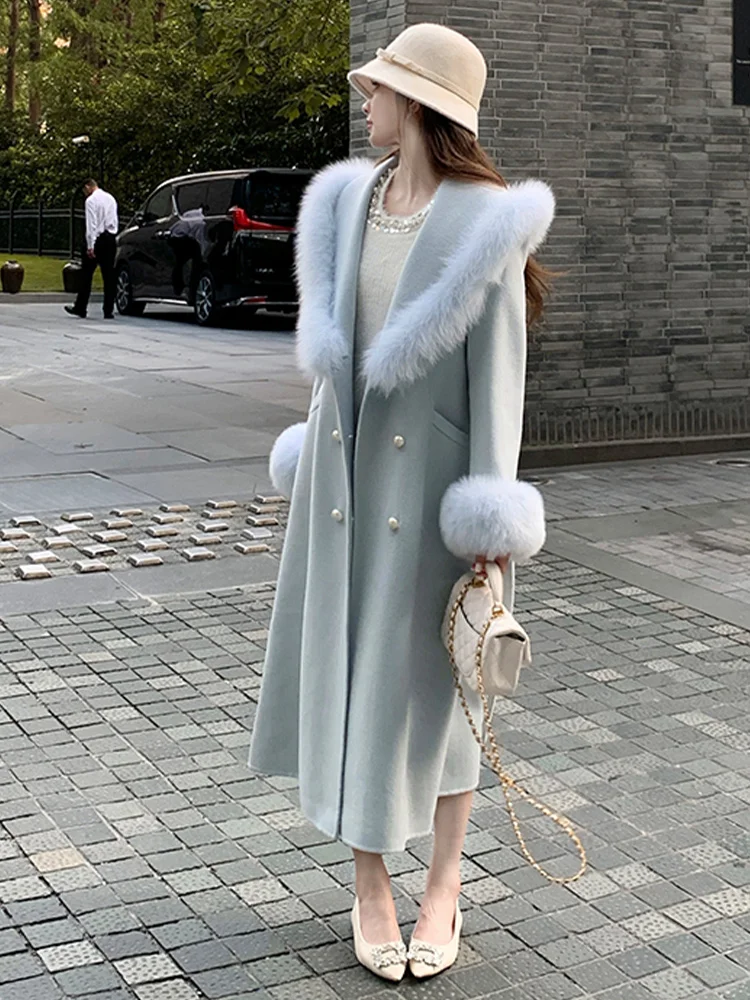 2025 Winter Women Cashmere Wool Jacket Natural Fox Fur Collar Coat Woolen Ladies Outwear Female Coat Luxury Jacket Hot Sale
2025 Winter Women Cashmere Wool Jacket Natural Fox Fur Collar Coat Woolen Ladies Outwear Female Coat Luxury Jacket Hot Sale