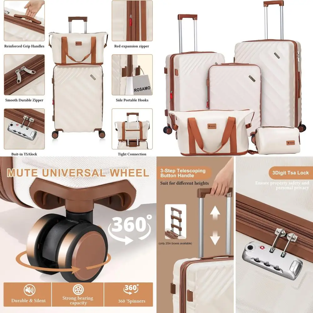 Расширяемый набор чемоданов из 5 предметов из АБС-пластика, 22x14x9, одобренный авиакомпанией, вращающиеся колеса, замок TSA, бежевый
Расширяемый набор чемоданов из 5 предметов из АБС-пластика, 22x14x9, одобренный авиакомпанией, вращающиеся колеса, замок TSA, бежевый