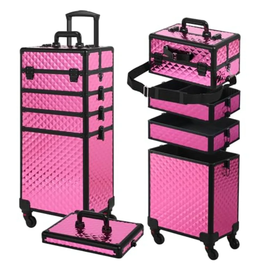 Rolling Makeup Case for Salon Use, ABS Plastic, Black, 5-in-1 Wheeled Cosmetic Organizer with Lid, Large Professional Train Cas
Rolling Makeup Case for Salon Use, ABS Plastic, Black, 5-in-1 Wheeled Cosmetic Organizer with Lid, Large Professional Train Cas