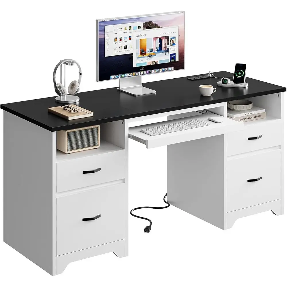 Компьютерный стол 59 дюймов с 4 ящиками, офисный стол с местом для хранения, представительский стол с зарядной станцией, выдвижной полкой для клавиатуры и деревянной подставкой
Компьютерный стол 59 дюймов с 4 ящиками, офисный стол с местом для хранения, представительский стол с зарядной станцией, выдвижной полкой для клавиатуры и деревянной подставкой