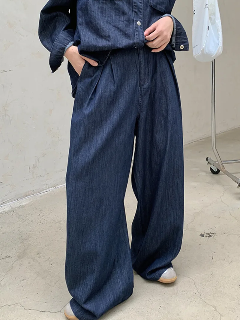 Waist Wide Blue High Denim Pleated Long Casual Leg Jeans New Women Trousers Fashion Spring Autumn 2026 1S8U
Waist Wide Blue High Denim Pleated Long Casual Leg Jeans New Women Trousers Fashion Spring Autumn 2026 1S8U