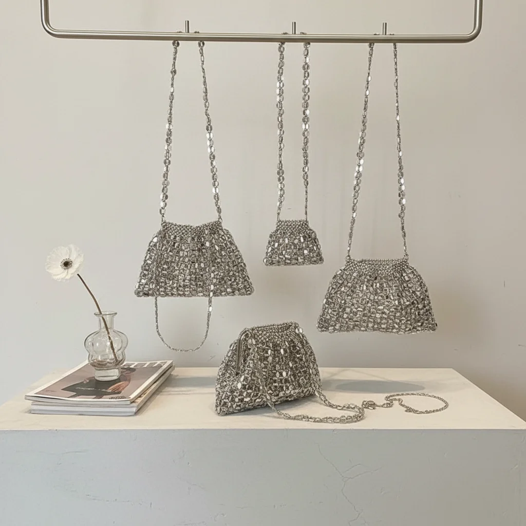 Silver Shiny Sequin Evening Banquet Bag Glitter Mini Underarm Bag Woven Beaded Crossbody Bag Temperament Elegant Purse
Silver Shiny Sequin Evening Banquet Bag Glitter Mini Underarm Bag Woven Beaded Crossbody Bag Temperament Elegant Purse