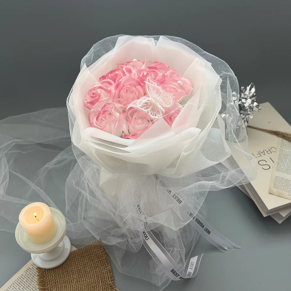 Romantic Lace Artificial Rose Soap Bouquets Handmade Eternal Rose Flower Bouquet Wedding Birthday Party Gifts Home Decor Props
Romantic Lace Artificial Rose Soap Bouquets Handmade Eternal Rose Flower Bouquet Wedding Birthday Party Gifts Home Decor Props