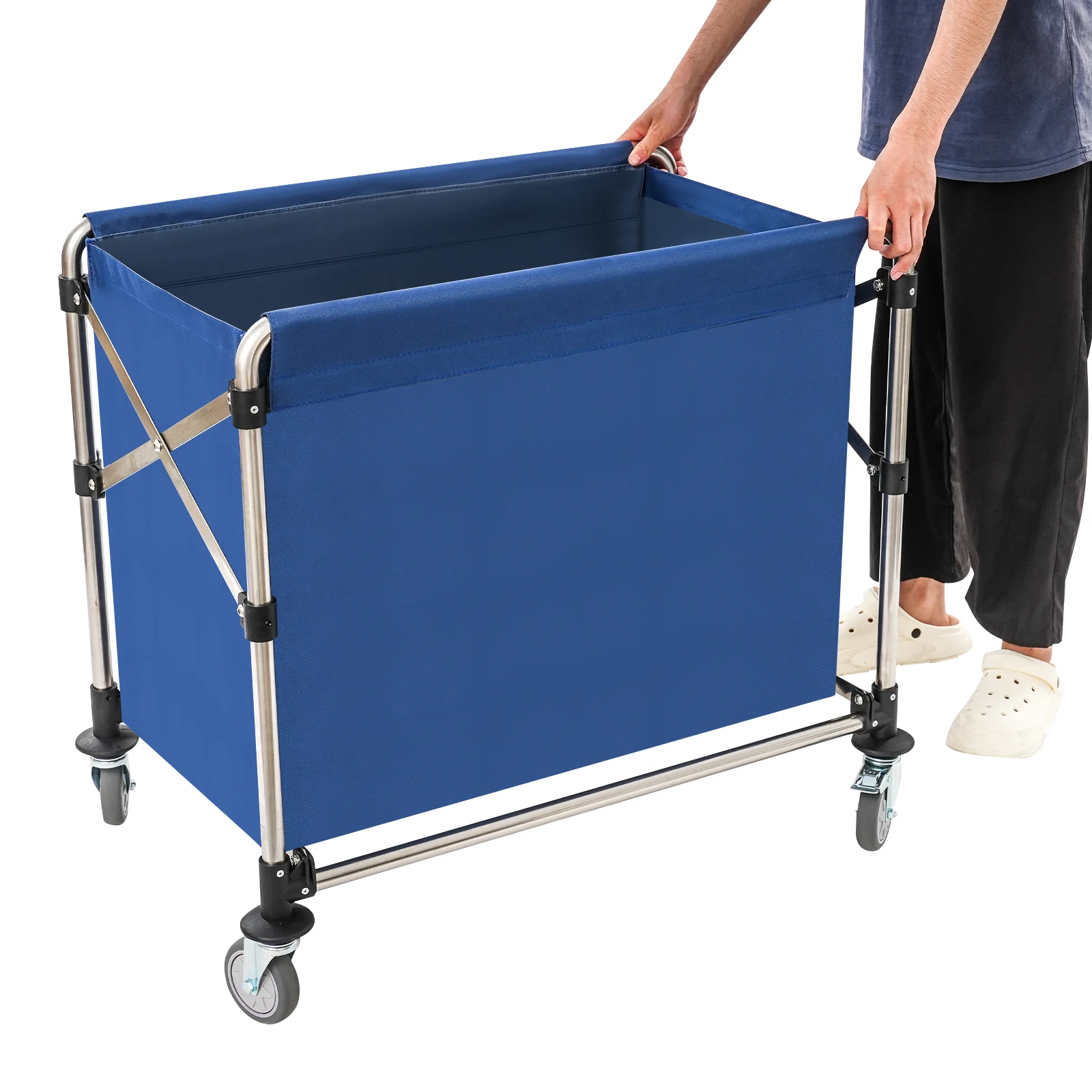 Folding Laundry Cart, 200kg Load Capacity, Commercial Laundry Trolley, Stainless Steel Robust Dirty Clothes Cart
Folding Laundry Cart, 200kg Load Capacity, Commercial Laundry Trolley, Stainless Steel Robust Dirty Clothes Cart