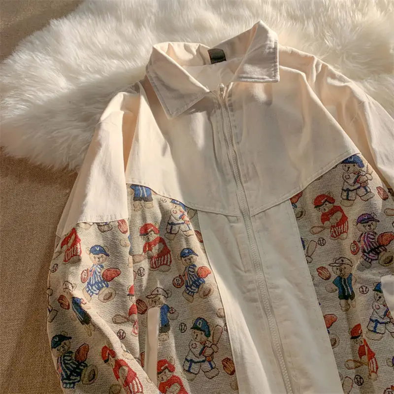 Japanese vintage cute bear embroidered jacket women's spring and autumn thin jacket cardigan trendy workwear baseball uniform
Japanese vintage cute bear embroidered jacket women's spring and autumn thin jacket cardigan trendy workwear baseball uniform