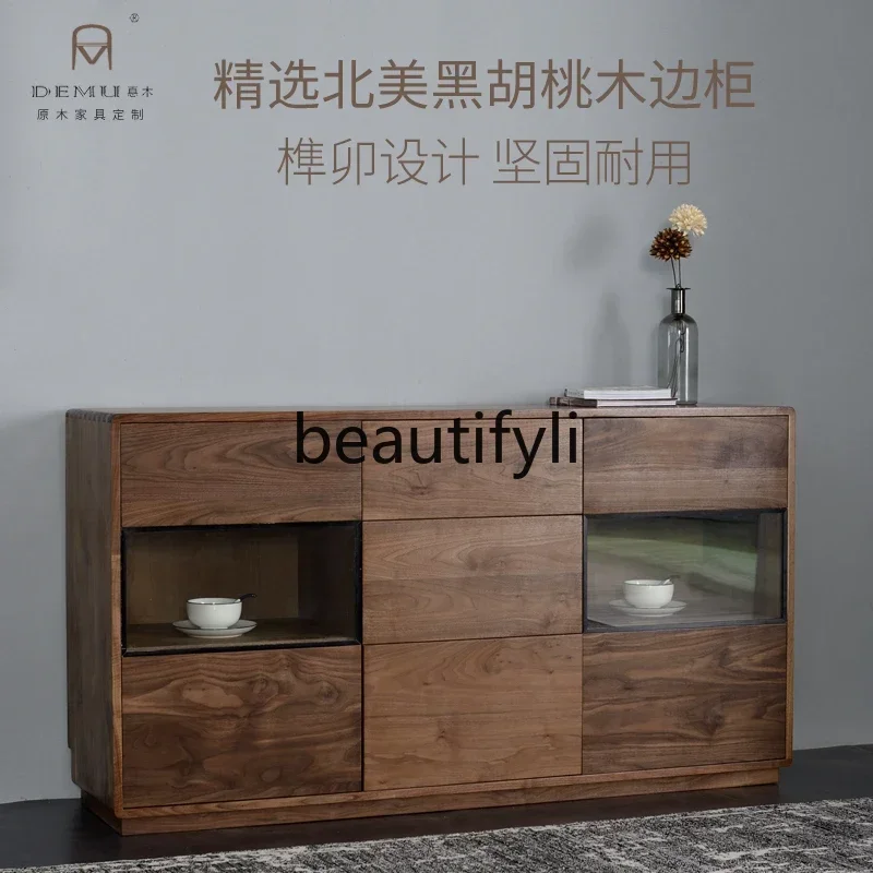 32Black walnut solid wood dining edge modern simple tea cabinet kitchen locker
32Black walnut solid wood dining edge modern simple tea cabinet kitchen locker
