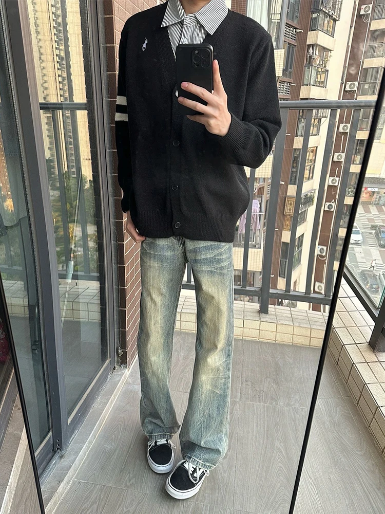 American Retro Blue Beard Micro Flared Jeans Men Straight Leg High Street Vibe Slimming Long Legs Knife Pants
American Retro Blue Beard Micro Flared Jeans Men Straight Leg High Street Vibe Slimming Long Legs Knife Pants