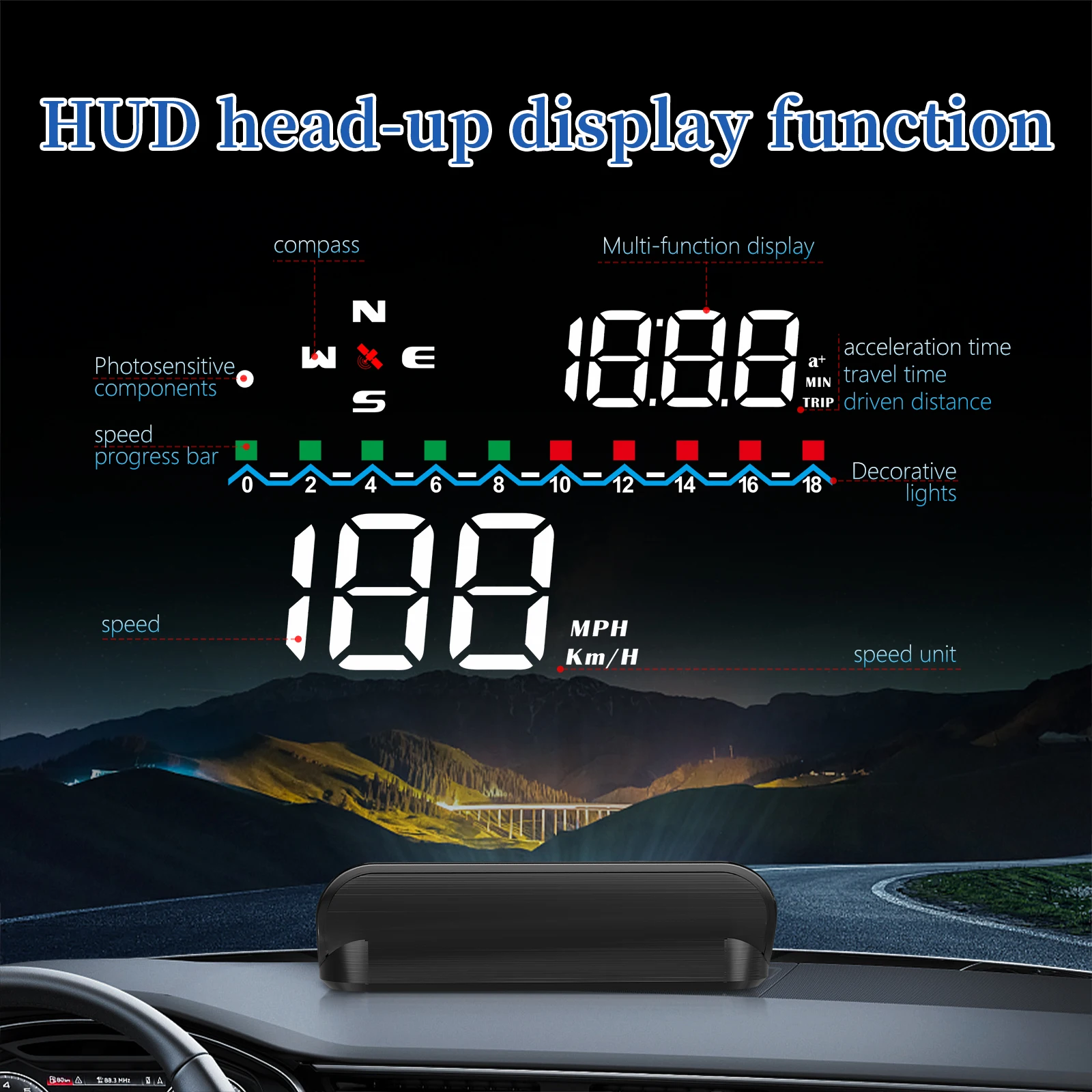 WYING M19 GPS HUD Speedmeter Head Up Display Speed Alarm clock driving Plug and Play KM/H MPH of All Cars
WYING M19 GPS HUD Speedmeter Head Up Display Speed Alarm clock driving Plug and Play KM/H MPH of All Cars