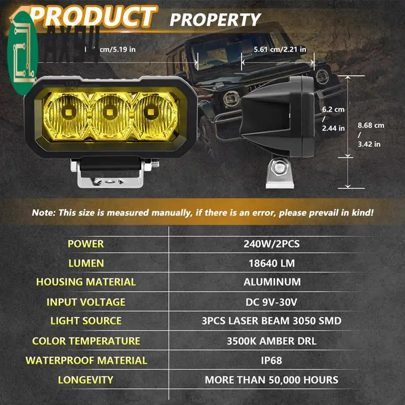 AX94-5 Inch LED Work Light Bar Fog Lamp Projector Floodlight Headlight Truck For Car Truck ATV UTV SUV Off-Road Vehicles
AX94-5 Inch LED Work Light Bar Fog Lamp Projector Floodlight Headlight Truck For Car Truck ATV UTV SUV Off-Road Vehicles