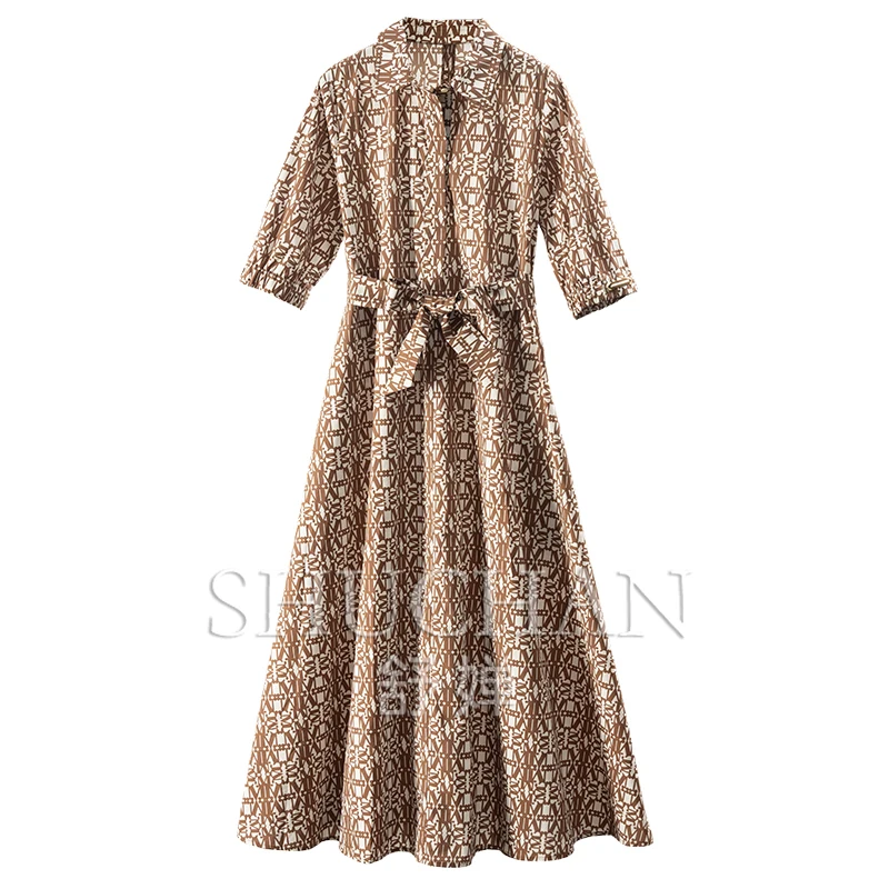 Stylish and Elegant, High-quality 80-piece Pure Cotton Printed Lace-up Shirt Dress Women 5W77 Vestidos De Verano Mujer 2025
Stylish and Elegant, High-quality 80-piece Pure Cotton Printed Lace-up Shirt Dress Women 5W77 Vestidos De Verano Mujer 2025