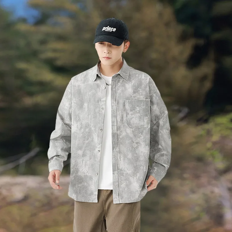 Men's Gray Marble Print Oversized Shirt Long Sleeve Button Down Pocket Casual Loose Daily Streetwear Top
Men's Gray Marble Print Oversized Shirt Long Sleeve Button Down Pocket Casual Loose Daily Streetwear Top