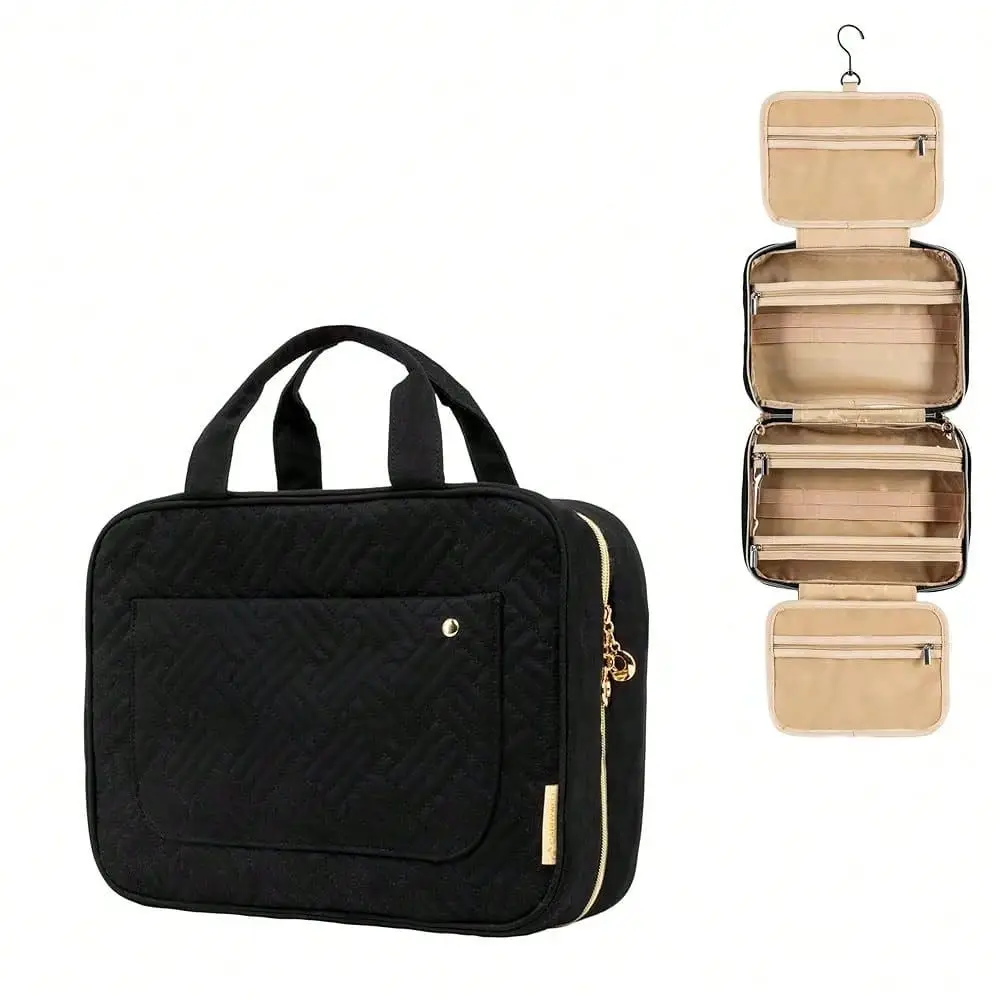 Bag Travel Bag With Hanging Hook, Makeup Organizer Case, WaterResistant Cosmetic Bag For FullSize Containers, Toiletries, Black
Bag Travel Bag With Hanging Hook, Makeup Organizer Case, WaterResistant Cosmetic Bag For FullSize Containers, Toiletries, Black