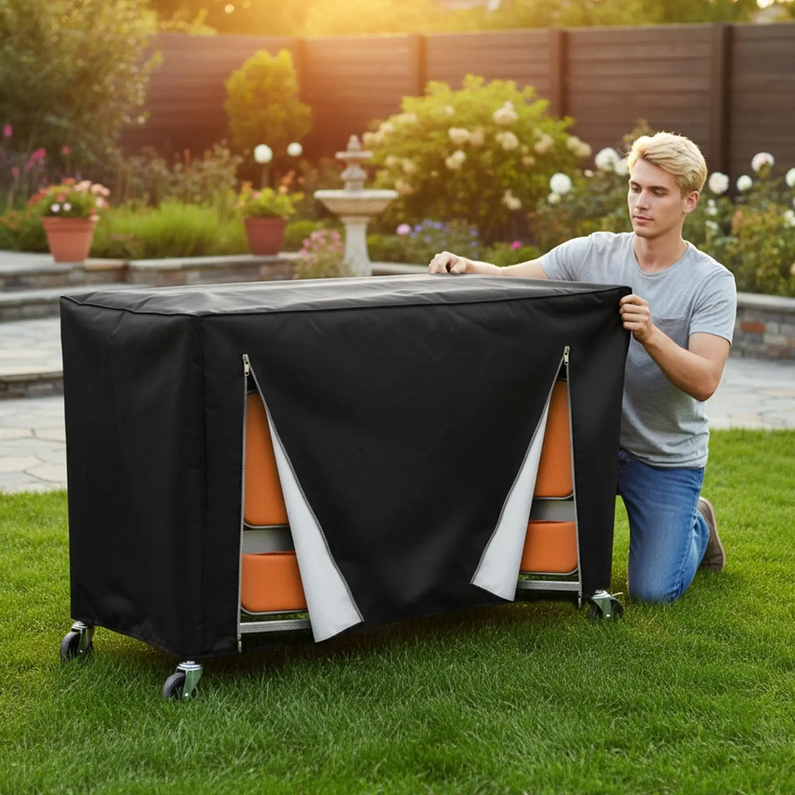 Складной чехол для стойки для хранения стула, водонепроницаемый ветрозащитный протектор 73x35x42 дюймов, складной стул, тележка, пылезащитный чехол 420D для улицы
Складной чехол для стойки для хранения стула, водонепроницаемый ветрозащитный протектор 73x35x42 дюймов, складной стул, тележка, пылезащитный чехол 420D для улицы