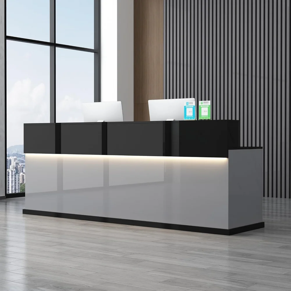 Reception Desk with Counter, Modern Front Counter Desk with Lockable Drawer, Cabinet and Keyboard Tray, Retail Checkout
Reception Desk with Counter, Modern Front Counter Desk with Lockable Drawer, Cabinet and Keyboard Tray, Retail Checkout