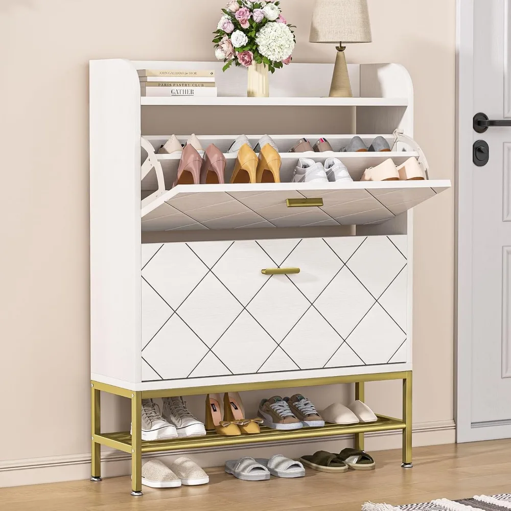 Shoe Storage Cabinet with 2 Flip Drawers, Wooden Boot Organizer Narrow Sneaker Rack for Door Entrance, Hallway, Small Space
Shoe Storage Cabinet with 2 Flip Drawers, Wooden Boot Organizer Narrow Sneaker Rack for Door Entrance, Hallway, Small Space
