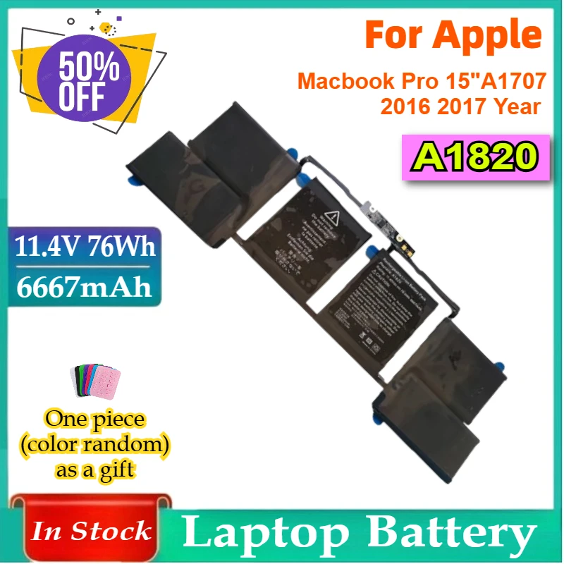 A1820 11.4V 6667mAh 76Wh Laptop Battery for APPLE MACBOOK PRO 15" A1707 2016 2017 Year
A1820 11.4V 6667mAh 76Wh Laptop Battery for APPLE MACBOOK PRO 15" A1707 2016 2017 Year