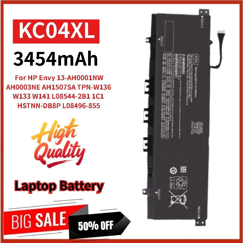 High Quality Laptop Battery KC04XL 15.4V 3454mAh For HP Envy TPN-W136 W133 W141 L08544-2B1 L08496-855 New Replacement Battery
High Quality Laptop Battery KC04XL 15.4V 3454mAh For HP Envy TPN-W136 W133 W141 L08544-2B1 L08496-855 New Replacement Battery