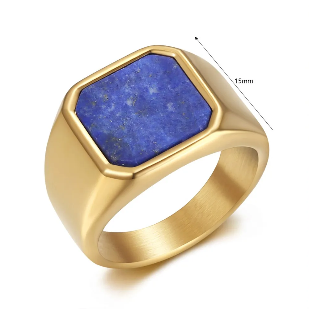 Blue Gemstone Agate Lapis Lazuli Big Stainless Steel Rings Man 18K Gold Filled Titanium Masculine Finger Bands Jewelry Accessory
Blue Gemstone Agate Lapis Lazuli Big Stainless Steel Rings Man 18K Gold Filled Titanium Masculine Finger Bands Jewelry Accessory