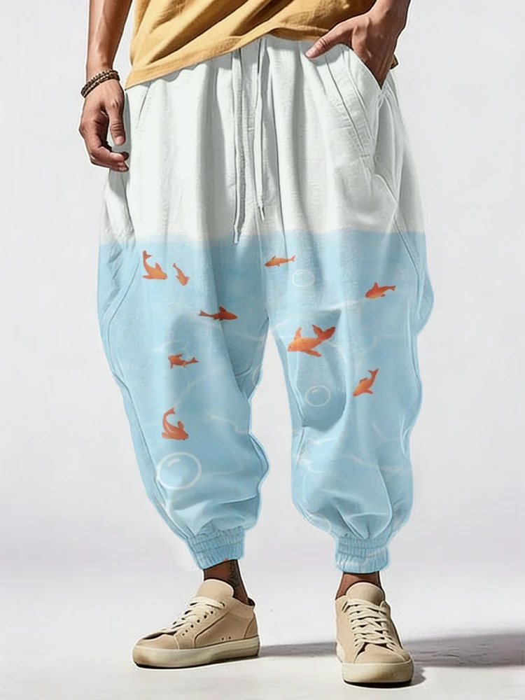 Men's Koi Fish Print Color Block Jogger Pants Casual Loose Fit Drawstring Harem Trousers Streetwear Sports Bottoms Oversized
Men's Koi Fish Print Color Block Jogger Pants Casual Loose Fit Drawstring Harem Trousers Streetwear Sports Bottoms Oversized