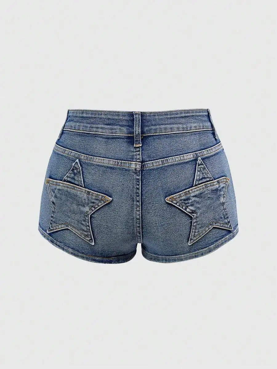 Punk Style Star Pocket Denim Super Mini Shorts For Women
Punk Style Star Pocket Denim Super Mini Shorts For Women