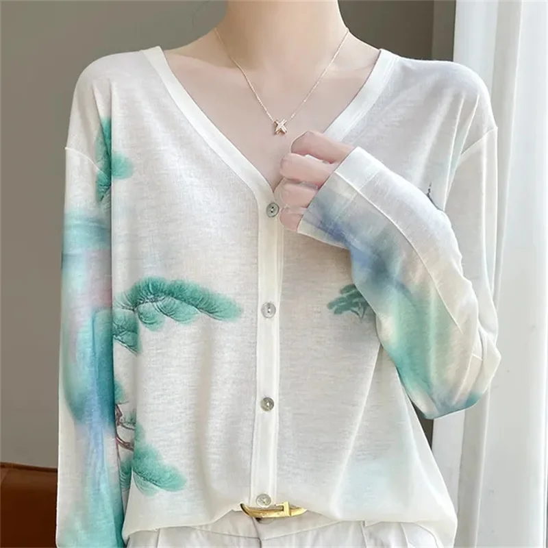 Fashion Mulberry Silk Knitted Thin Jacket Women NEW 2024 Korean Spring Summer Autumn Casual Coat Top Sunscreen Clothing Female
Fashion Mulberry Silk Knitted Thin Jacket Women NEW 2024 Korean Spring Summer Autumn Casual Coat Top Sunscreen Clothing Female