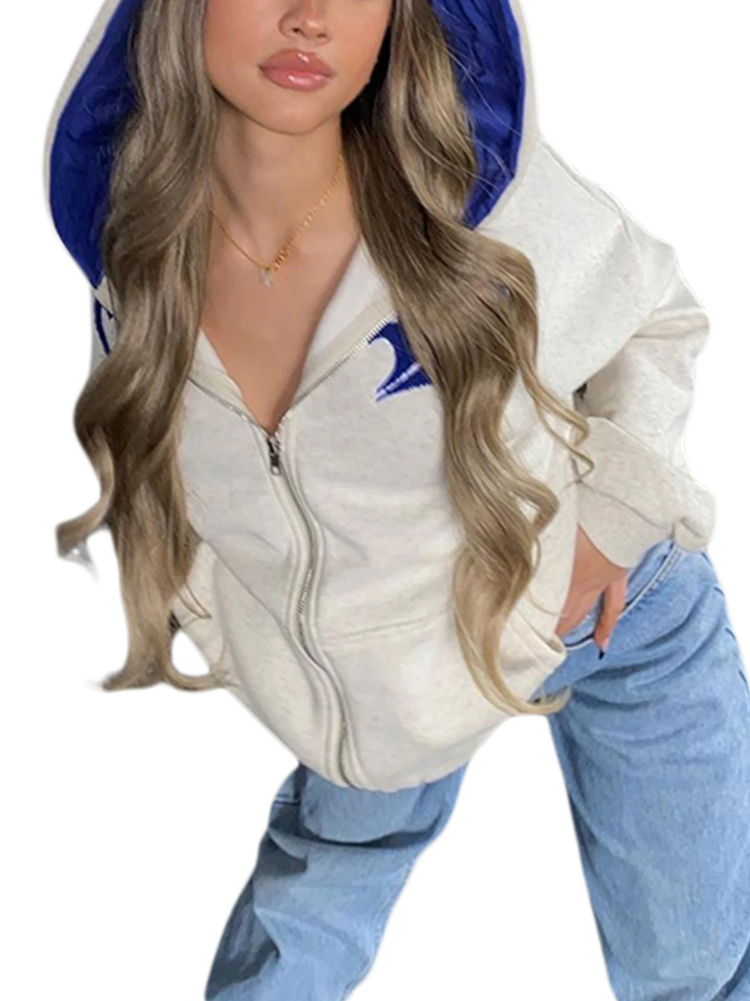 Women s Casual Color Block Long Sleeve Hoodie with Zipper Closure and Letter Print - Stylish Autumn Loose Fit Jacket with Pocket
Women s Casual Color Block Long Sleeve Hoodie with Zipper Closure and Letter Print - Stylish Autumn Loose Fit Jacket with Pocket