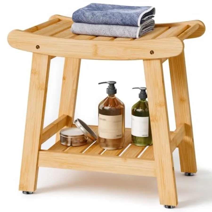 Bamboo Shower Bench Stool with Storage Shelf Waterproof Shower Seat for Shaving Legs 2-Tier Bathroom Bench Spa Seat Non-Slip Sh
Bamboo Shower Bench Stool with Storage Shelf Waterproof Shower Seat for Shaving Legs 2-Tier Bathroom Bench Spa Seat Non-Slip Sh