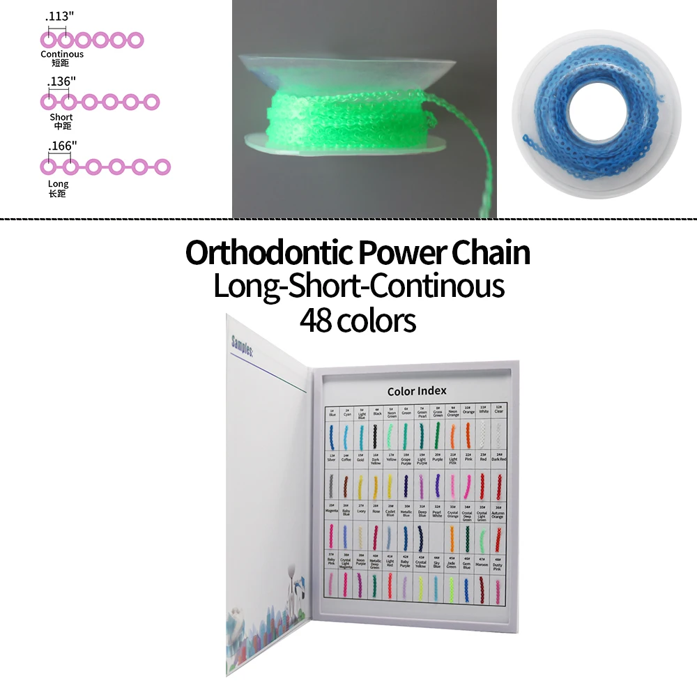 1 рулон, 15 футов, ортодонтическая эластичная силовая цепь, короткая стоматологическая цепь, 48 цветов
1 рулон, 15 футов, ортодонтическая эластичная силовая цепь, короткая стоматологическая цепь, 48 цветов