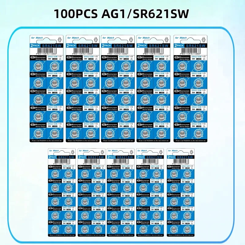 100 шт. 1.55V AG1 LR621 364 164 531 SR621 SR621SW SR60 CX60 кнопочные батарейки для часов, игрушек, пультов ДУ, калькуляторов, батарейки-таблетки
100 шт. 1.55V AG1 LR621 364 164 531 SR621 SR621SW SR60 CX60 кнопочные батарейки для часов, игрушек, пультов ДУ, калькуляторов, батарейки-таблетки