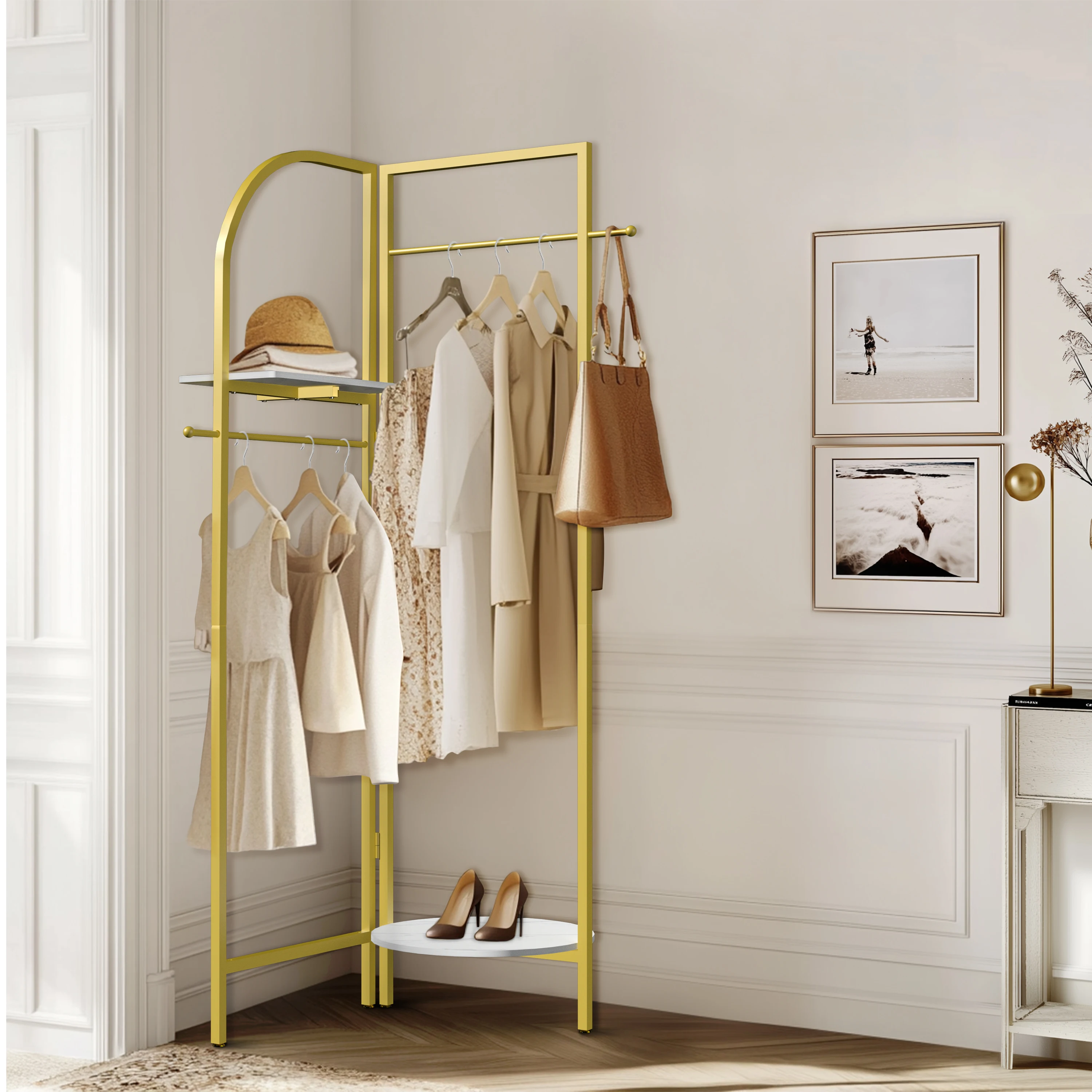 Wisfor Corner Gold Metal Clothing Racks,Heavy Duty Freestanding Clothes Racks Coat Rack for Hallway Entryway, Garment racks
Wisfor Corner Gold Metal Clothing Racks,Heavy Duty Freestanding Clothes Racks Coat Rack for Hallway Entryway, Garment racks