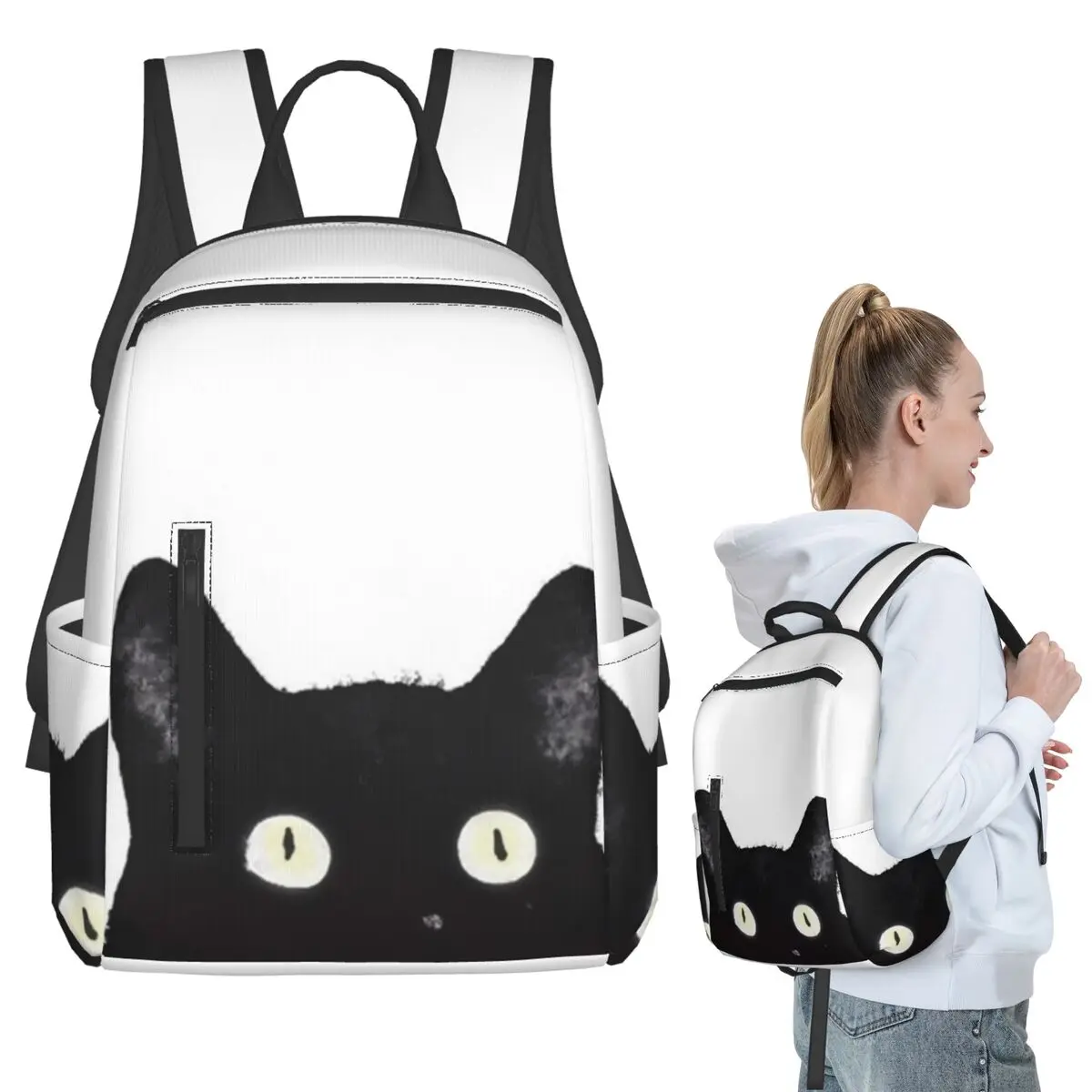 Black Cat Peeking Up Backpack Student Boys Girls BookBag Kids School Bag Computer Shoulder Bags for Men Women
Black Cat Peeking Up Backpack Student Boys Girls BookBag Kids School Bag Computer Shoulder Bags for Men Women