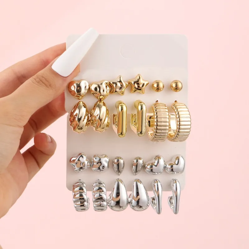 Fashionable, Personalized, Creative, Retro and Simple C-shaped Bean Star Earrings and Earrings Set
Fashionable, Personalized, Creative, Retro and Simple C-shaped Bean Star Earrings and Earrings Set
