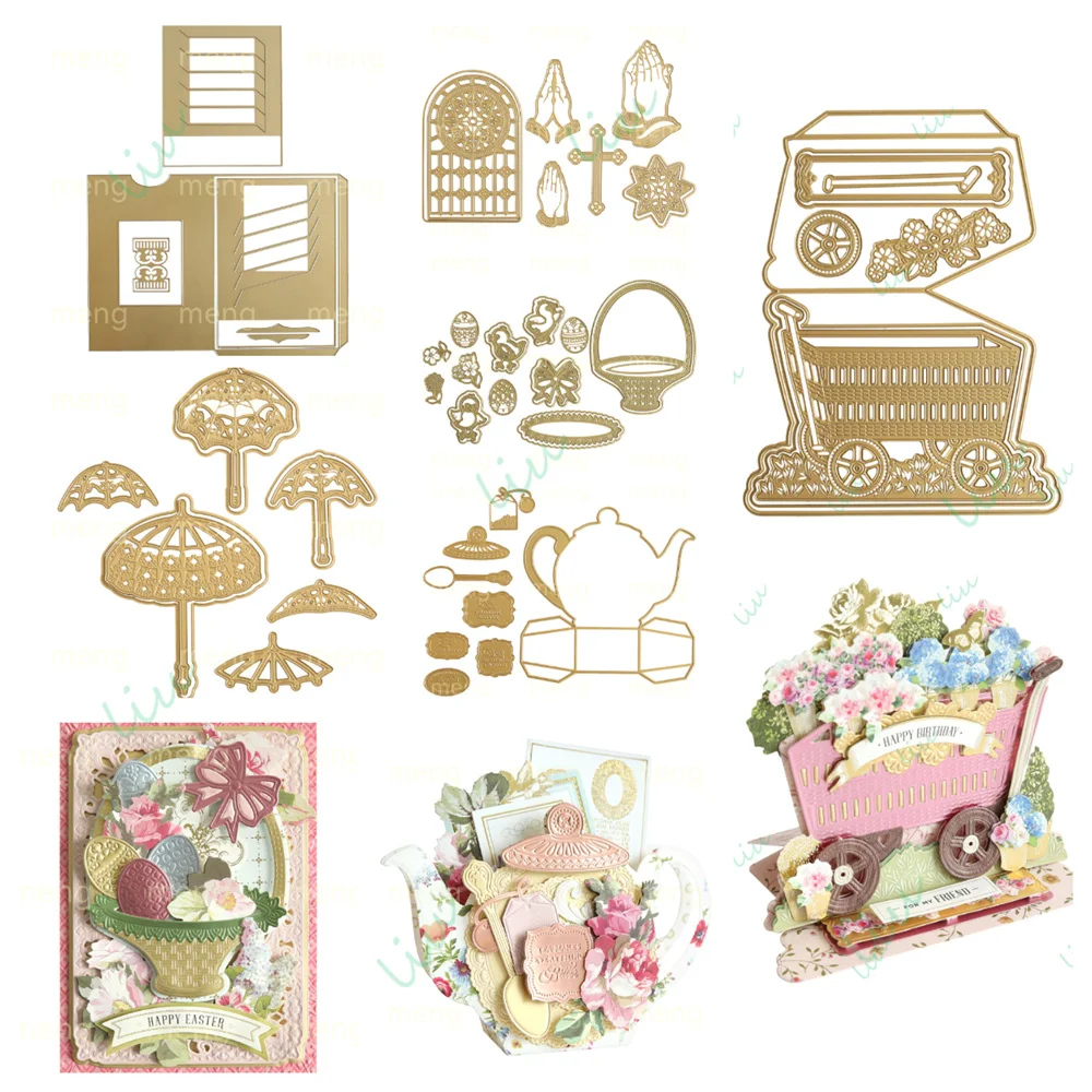 2025march New Easter Umbrella Teapot Box 3D Wagon Easel Dies Set Metal Cutting Dies for DIY Handmade Photo Album and Diary Craft
2025march New Easter Umbrella Teapot Box 3D Wagon Easel Dies Set Metal Cutting Dies for DIY Handmade Photo Album and Diary Craft