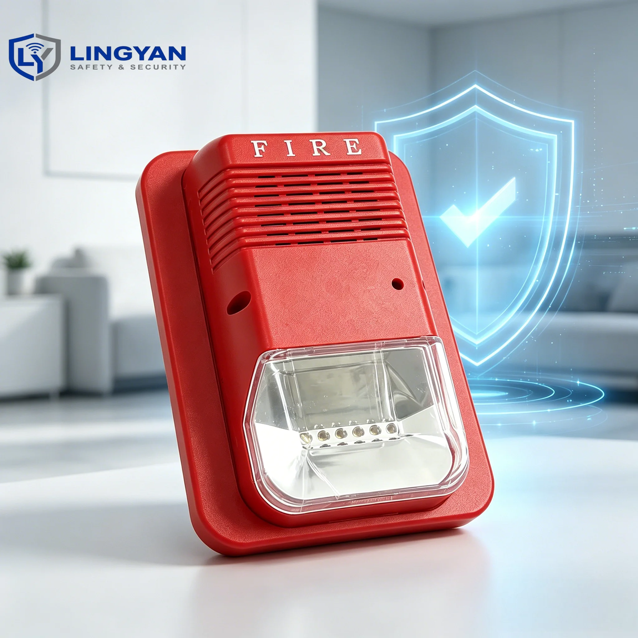 Emergency Strobe Sounder, DC 12V/24V, 3 selectable tones, 120dB siren with LED flash for fire safety use
Emergency Strobe Sounder, DC 12V/24V, 3 selectable tones, 120dB siren with LED flash for fire safety use