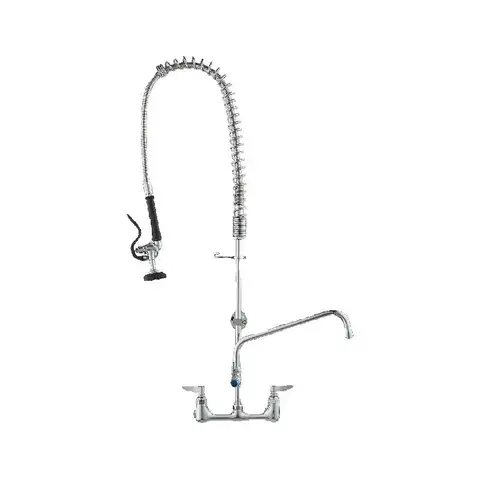 SucceBuy Commercial Faucet with Pre-Rinse Sprayer Wall Mount Kitchen Sink Faucet Brass Constructed Device with Pull Down Spray