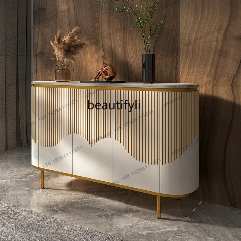 Light luxury entrance dining side cabinet, simple rock slab storage storage partition shoe cabinet against the wall for home
Light luxury entrance dining side cabinet, simple rock slab storage storage partition shoe cabinet against the wall for home