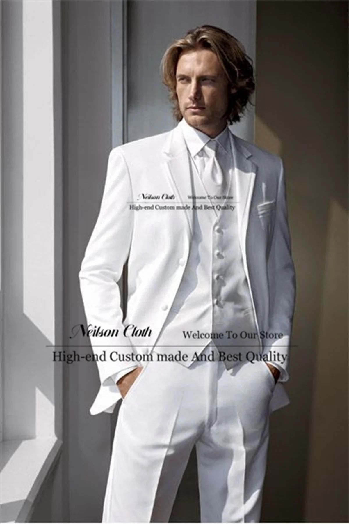 Business White Male Prom Blazers Slim Fit Single Breasted Groom Wedding Tuxedos 3 Pieces Sets Customized Terno Masculino
Business White Male Prom Blazers Slim Fit Single Breasted Groom Wedding Tuxedos 3 Pieces Sets Customized Terno Masculino