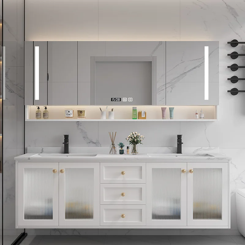 Modern White Color Wall Mounted Double Washbasin Bathroom Furniture Mirror Shaker Door Design Double Sink Bathroom Vanity
Modern White Color Wall Mounted Double Washbasin Bathroom Furniture Mirror Shaker Door Design Double Sink Bathroom Vanity