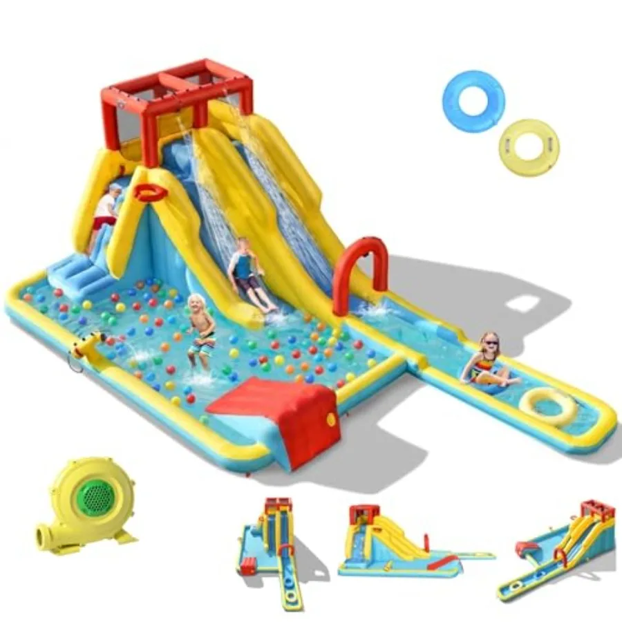 Inflatable Water Slide Dual Slides Water Slide Park Bouncy Castle with 950W Blower 2 Swimming Rings Large Splash Pool Backyard
Inflatable Water Slide Dual Slides Water Slide Park Bouncy Castle with 950W Blower 2 Swimming Rings Large Splash Pool Backyard
