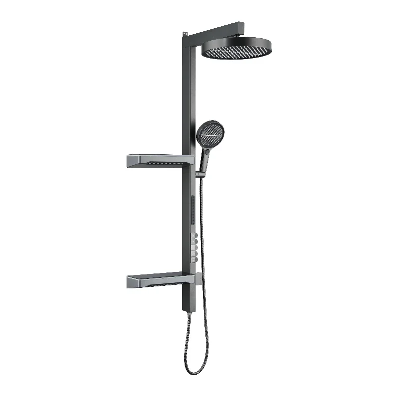 Brushed wall-mounted smart LED gun gray apartment shower set multi-functional brass column rain shower head gentle massage
Brushed wall-mounted smart LED gun gray apartment shower set multi-functional brass column rain shower head gentle massage