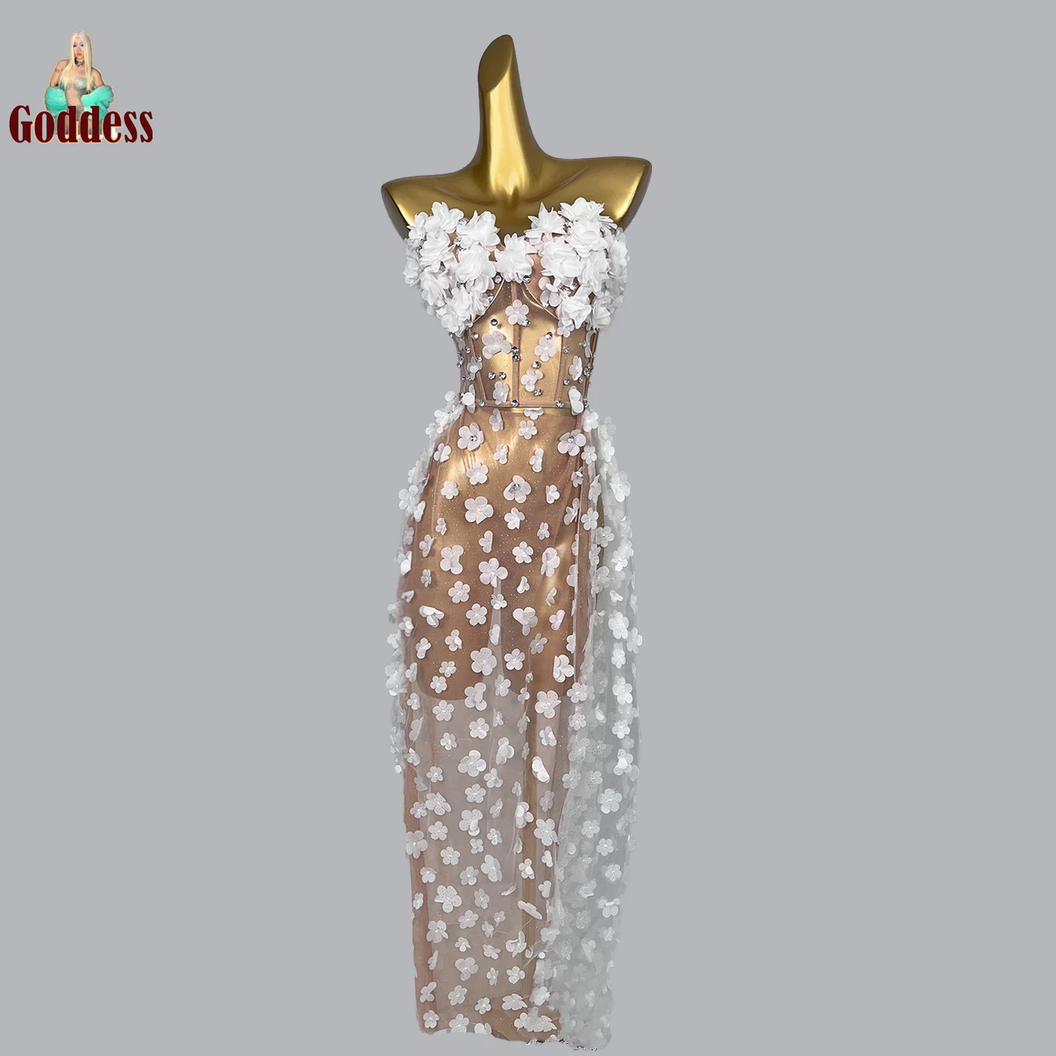 Sparkly Rhinestones Flowers Sexy Mesh See Through Strapless Short Dress Women Celebrate Evening Dress Birthday Dress Stage Wear
Sparkly Rhinestones Flowers Sexy Mesh See Through Strapless Short Dress Women Celebrate Evening Dress Birthday Dress Stage Wear