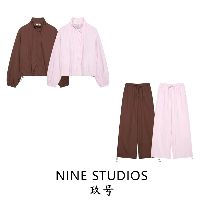 Nine Zar Women's Fashion Set Short Zipper Jacket Top Long Sleeve High Collar Sporty Outerwear with Wide Leg Pants Summer Outfit
Nine Zar Women's Fashion Set Short Zipper Jacket Top Long Sleeve High Collar Sporty Outerwear with Wide Leg Pants Summer Outfit