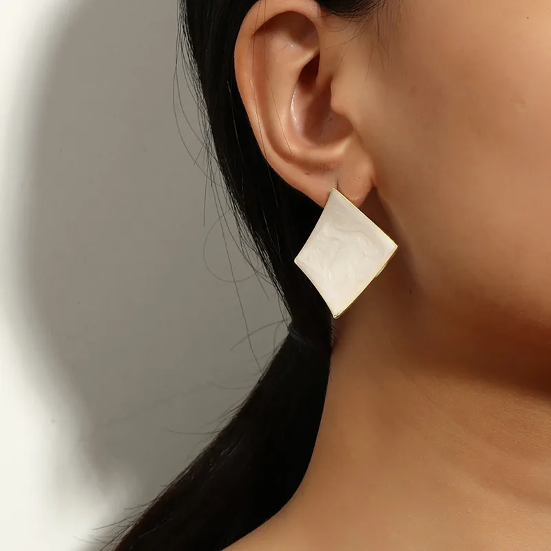 New Europe And America Irregular Glazed Flowing Sand Colored Square Earrings Cool Style Earrings Accessories
New Europe And America Irregular Glazed Flowing Sand Colored Square Earrings Cool Style Earrings Accessories