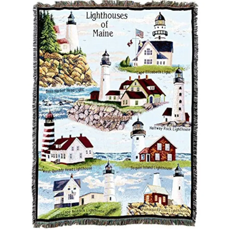 Lighthouses of Maine XL Blanket - Bass Harbor Cape Elizabeth Halfway Rock Sequin Neddick West Quoddy Portland Pemaquid - Coastal
Lighthouses of Maine XL Blanket - Bass Harbor Cape Elizabeth Halfway Rock Sequin Neddick West Quoddy Portland Pemaquid - Coastal