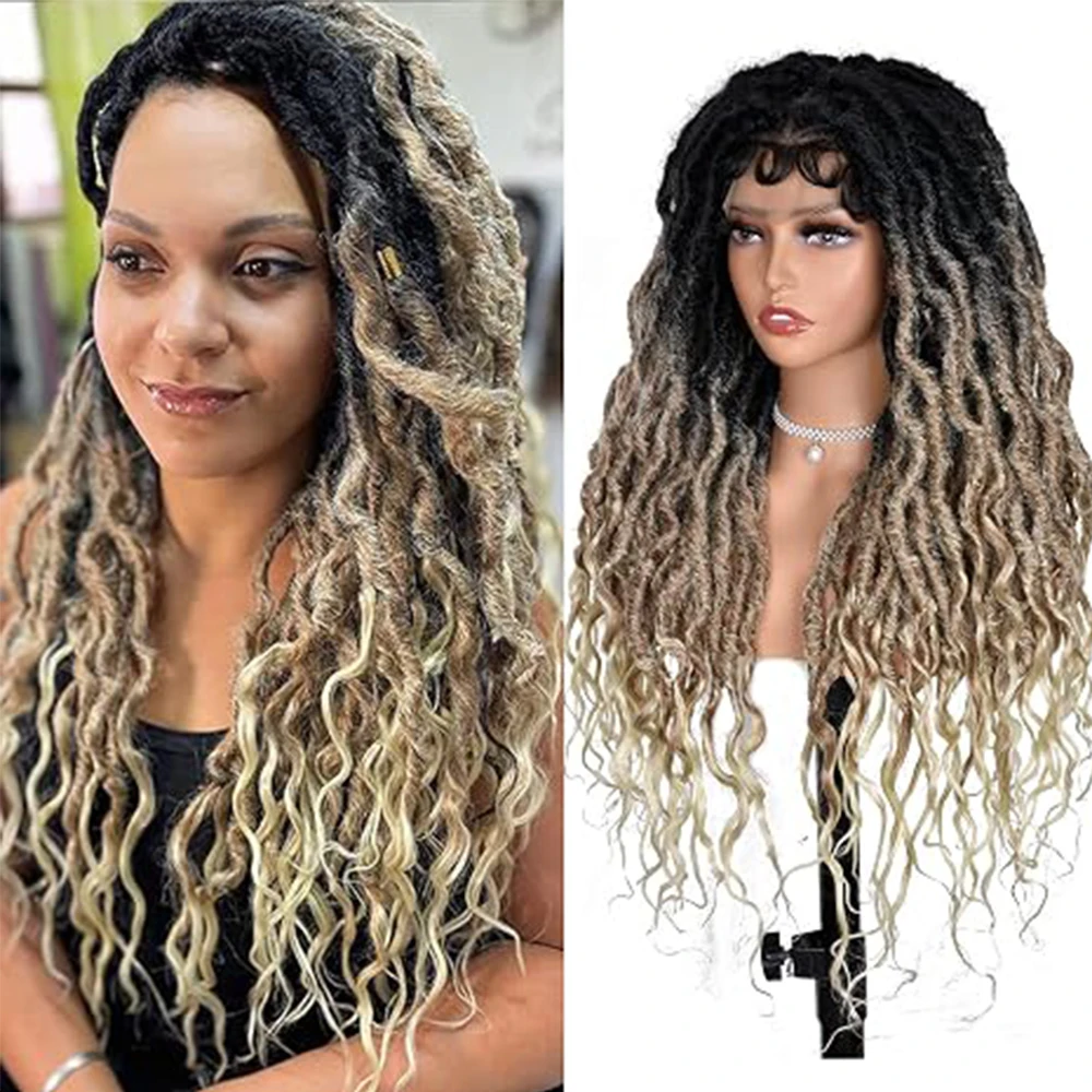 32 Inch Handmade Synthetic Faux Locs Full Lace Front Wig Curly Goddess Crochet Braid Synthetic Twist Hair with Natural Baby Hair
32 Inch Handmade Synthetic Faux Locs Full Lace Front Wig Curly Goddess Crochet Braid Synthetic Twist Hair with Natural Baby Hair
