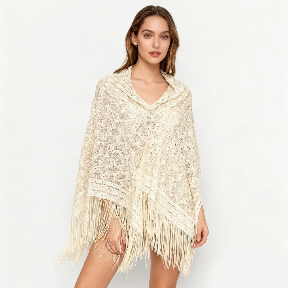 Versatile 140×140cm Lace Shawl Elegant Hollowed-out Design Knitted Shawl Breathable Tassel Shawl for Women
Versatile 140×140cm Lace Shawl Elegant Hollowed-out Design Knitted Shawl Breathable Tassel Shawl for Women