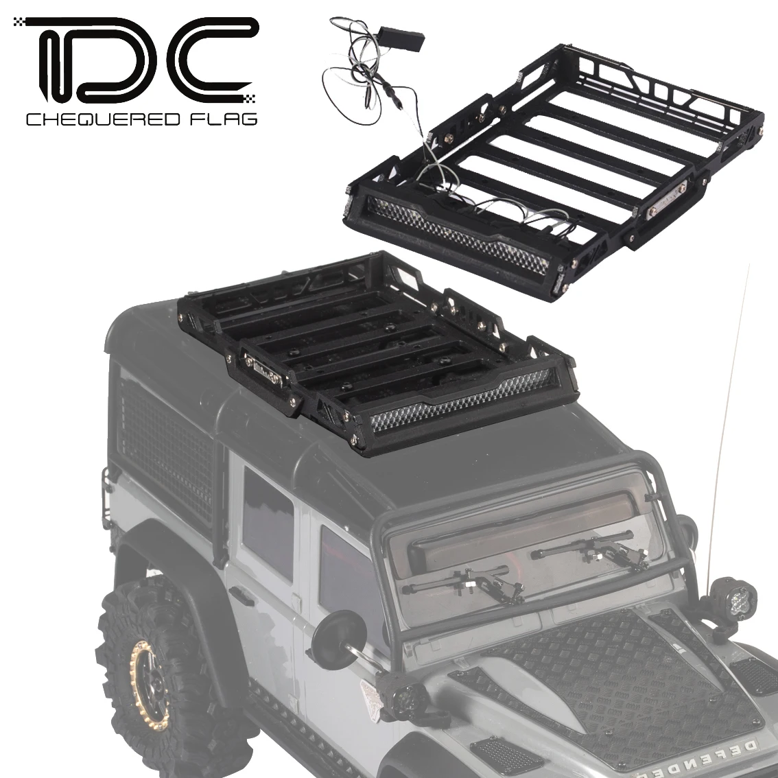 Metal Roof Rack with LED Light Lamp 1/18 RC Truck Crawler Car Luggage for TRX4M Bronco Defender SCX24 Rock Upgrades Accessories
Metal Roof Rack with LED Light Lamp 1/18 RC Truck Crawler Car Luggage for TRX4M Bronco Defender SCX24 Rock Upgrades Accessories