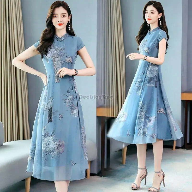 2025 new chinese style traditional qipao dress women improved daily chiffon qipao dress floral printing modern cheongsam
2025 new chinese style traditional qipao dress women improved daily chiffon qipao dress floral printing modern cheongsam