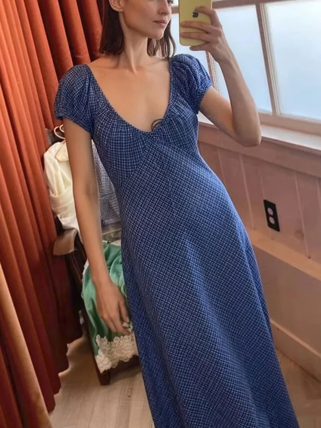 French Style High Waist Printed Dress Women's Summer 2026 round Neck Short Sleeve Cotton Retro Plaid Pattern Full Sleeve Dress
French Style High Waist Printed Dress Women's Summer 2026 round Neck Short Sleeve Cotton Retro Plaid Pattern Full Sleeve Dress
