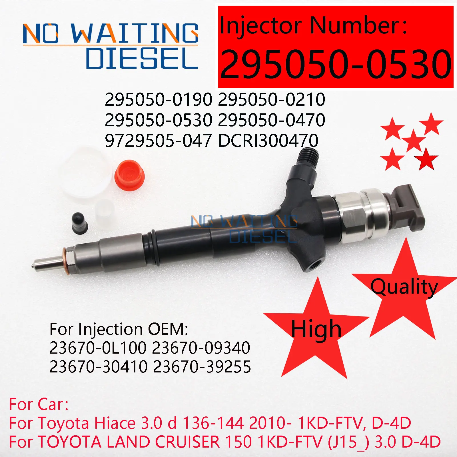 295050-0530 Diesel Injector Parts 2950500530 Common Rail Fuel Injection 2367009340 For Toyota Hiace 3.0 d 236700L100
295050-0530 Diesel Injector Parts 2950500530 Common Rail Fuel Injection 2367009340 For Toyota Hiace 3.0 d 236700L100
